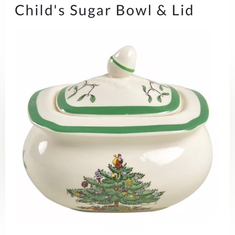 EUC Spode Christmas Tree Child’d Sugar Bowl w/Lid Extremely Rare Discontinued